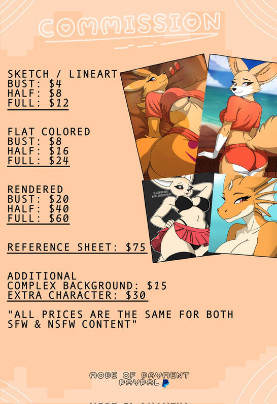 Commission Sheet Prices